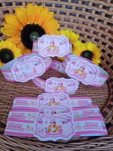 Topi ultah custom isi 45 pcs + Desain foto anak (Bahan premium glosy) Topi ultah anak/Topi ultah karakter/Topi pesta/Topi ulang tahun anak