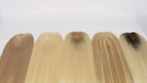 16Inch Brown Blonde Human Hair Toppers Dark Roots For Women Highlight Hairpiece Clip In Toppers Extensions For Woman Toupee
