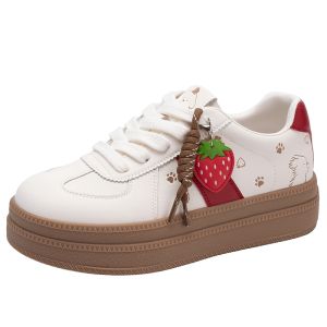 Josiny | Cute Cartoon Strawberry Dog Thick Sole Height Increasing Casual Shoes