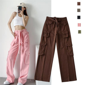 plus size cargo pants for Women high waist American retro multi-pocket Jeans for women wide leg overalls loose Tactical pants with belt