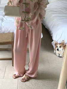 Yumomo Breathable Cool Wide Leg Pants Elastic Waist Casual Long Trousers Lyocell Copper Ammonium Cool Sensation Lightweight