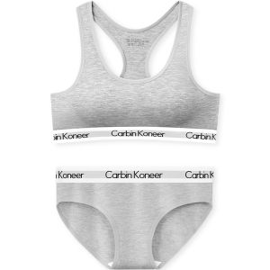 CarbinKoneer | CarbinKoneer Sports Bralette Set Womens No Wire Thin Large Chest Appears Small Vest Style Bra Low Waist Triangle Panty