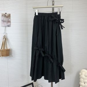 Chic White Asymmetrical Half-length Skirt with Drawstring Butterfly Knot Design for Women Summer 2024 New Arrival Elegant Ladies Skirts
