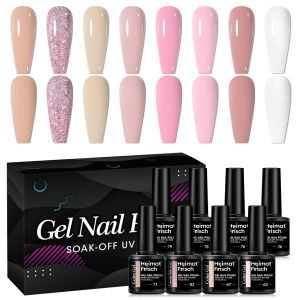 ชุดยาทาเล็บเจล 8 ชิ้น ยาทาเล็บแบบจุ่ม/LED ติดทนนาน เล็บคุณภาพระดับร้านเสริมสวย เจลพรีเมียม คุณภาพระดับมืออาชีพจากร้านเสริมสวย