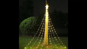 118in/280LED Solar Star Waterfall Light Outdoor 8 Modes Camping String Lights for Christmas TreePartyGardenPatio Decoration