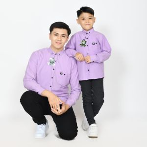 KEMEJA POLOS PRIA DEWASA DAN ANAK LENGAN PANJANG KEMEJA COUPLE WARNA COKELAT TUA
