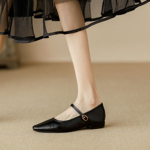 LIQIXIEFANG | Genuine Leather French Vintage Flats