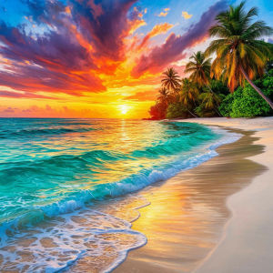 Huacan New Arrivals Painting Sunset Beach Island Diamond Embroidery Landsacape Complete Kit Handmade Gift
