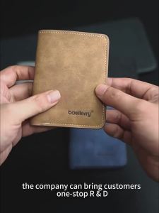 Thin Sanded Leather Multi-Card Drivers License Card Holder Simple Casual New Business Multi-Function Bifold Mens Short Wallet