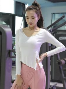 Womens Yoga Fitness Clothing Long Sleeve Tight Elastic Running Training Top Breathable Quick Dry Ultra Stretchy Sportswear