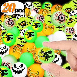 20Pcs Halloween Bouncy Toys Glow in The Dark Jumping Balls Kids Trick or Treat Party Gift Funny Bat Pumpkin Luminous Ball Party Supply