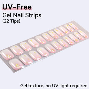 22Tips Gradient Marble UV-Free Gel Nail Stickers Flower Shining French Full Cover Gel Polish Nail Strips DIY Manicure Decoration