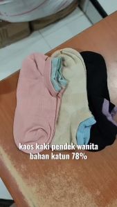 W24042 Kaos kaki wanita pendek Flat shoes bawah mata kaki semata kaki cewek dewasa bahan katun polos Women ankle socks cotton