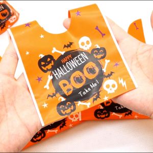 【กรุงเทพจัดส่งสินค้า】ขนาด14*23、10*17 cm 50ชิ้น ถุงของขวัญหูกระต่ายฮาโลวีน ถุงขนม ขนมขบเคี้ยว ลายการ์ตูนฟักทอง
