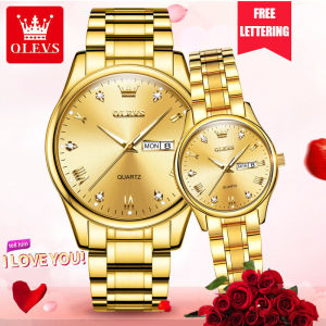 OLEVS Couple Watch Waterproof Quartz Original Stainless Steel Unfading Luminous Calendar Fashion Watch For Men and Women
