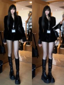 CHANGTONG | Bộ váy hai mảnh thời trang mùa thu đông phong cách đường phố cotton dài tay cổ chữ V cài nút cho nữ