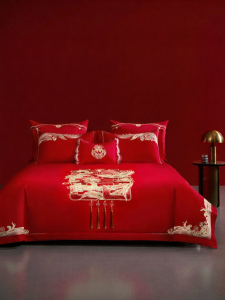 Mercury | Marriage Festive New Chinese Style Red 4-Piece Bedding Set 60s Long Staple Cotton