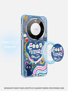 Ultra-Thin Blue Graffiti Cat Phone Case for Huawei Mate70Pro Mate50 New Mate40 Creative Mt60 High-End Niche Mate40Pro Anti-Fall Mt50 Trendy