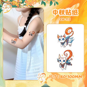 Middle Autumn Festival Moon Rabbit Temporary Tattoo Face Stickers Children Students Stage Performance Decorations Waterproof Washable