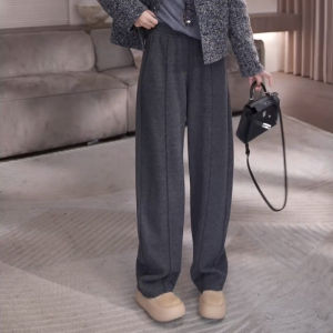Elegant French Stripe High-Waisted Wide-Leg Pants