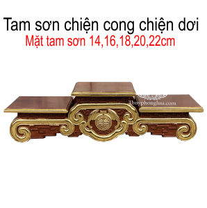 Tam sơn bục tam cấp chân cong kê bát hương trạm chiện dơi gỗ hương