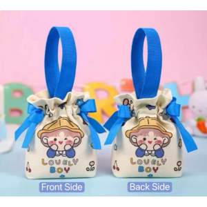 Ready stock (Blue Colour) Premium Canvas Party Favor Bag for Birthday Full Month Celebration & Kindergarten Gifts