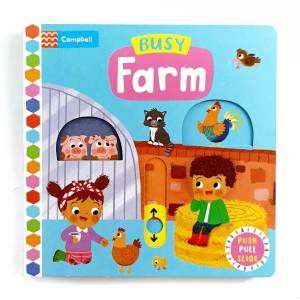 Campbell Busy Farm Push Pull Slide Board Book