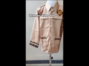 Seragam Nusantara - Pramuka siaga SD lengan panjang Baju Pramuka Lis Coklat Perempuan laki laki oxford/GS