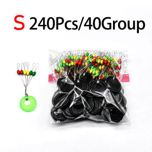 Topranc 240Pcs/40Group Oval/Cylindrical Rubber Silicon Colorful Space Bean 6Pcs/Group Stopper Bobber Fishing Float