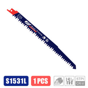 XCAN 1/5pcs S1531L Reciprocating Saw Blades 5TPI HCS Sabre Saw 240mm Handsaw Multi Pruning Blades For Woodworking