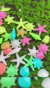 Nexlent Colorful Luminous Stones Starfish Conch Shaped For Aquarium Walkways Garden Decorative 2-3cm