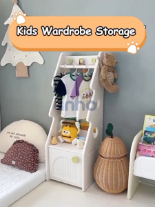 INHO L45cm Kids Bedside Storage Cabinet Baby Clothes Storage Organizer Child Wardrobe Storage Rack