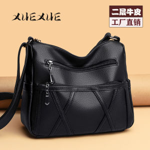 Large Capacity Soft Leather Shoulder Bag for Women Mid-Aged And Elderly Multi-Layer Diagonal Bag Casual Style Handbag