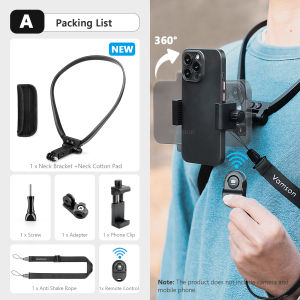 Vamson Anti-shake Neck Hold Mount for iPhone 14 13 Xiaomi Huawei Samsung Cellphone Smartphone Running Cycling Record Vlog Video