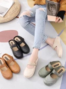 Fashionable Womens Flat Sandals Open-Toe Slip-On Casual Half Slippers Buckle Strap Outdoor Beach Shoes Summer Flats
