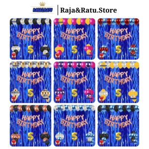 Paket Dekorasi Pesta Balon Happy Birthday Rosegold Set Dekor Ulang Tahun Tirai Biru Tua Simple