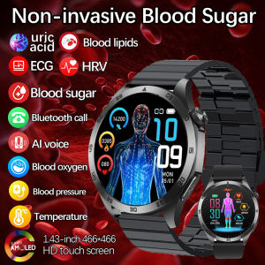 2024 New Medical Grade Smart Watch Men Blood Glucose Lipid and Uric Acid ECG+PPG AI Diagnostic Detector GPS Tracker smartwatch