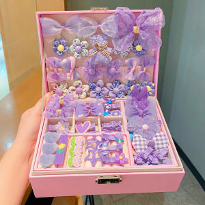 Girls Cartoon Hair Accessories Gift Box Set Butterfly Knot Headwear Small Girls Hair Clips And Ropes Jewelry Box