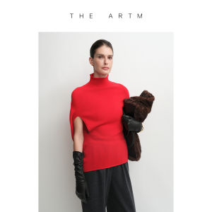Durable Knitwear with Flat Texture Wool Cashmere Poncho Turtleneck