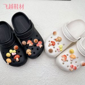 10Pcs/Set Cartoon 3D Mushroom Cream Crocs Jibbitz Charms Detachable Shoe Buckle Decoration for Crocs