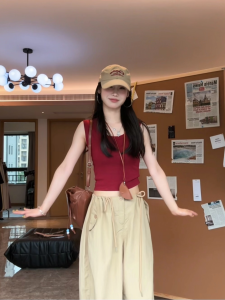 Áo Vest Cotton Dày Co Giãn Cao Cổ Chữ U Cho Nữ Mùa Hè Có Dây Đeo Rộng Bên Ngoài Áo Vest Nữ Thường Ngày