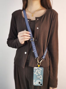 Adjustable Length Wide Strap Phone Lanyard Crossbody Retro Embroidery Phone Holder Universal Anti-Loss Hanging Rope Digital Accessories