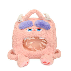 Túi Đeo Chéo Hoạt Hình Dễ Thương Dung Tích Lớn Có Dây Rút Túi Đeo Vai Đơn Bằng Vải Nhung PU Cho Thanh Thiếu Niên Thường Ngày