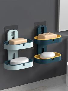 Hộp Đựng Xà Phòng Hai Lớp Treo Tường Không Cần Khoan Giá Để Đồ Phòng Tắm Giá Để Xà Phòng Nhà Bếp Giá Để Đồ Nhà Bếp