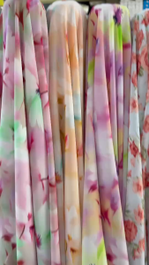 ผ้าเมตร ผ้าชีฟอง ผ้าชีฟองลายดอก เนื้อนอก หน้ากว้าง 60 นิ้ว หน่วยขายเป็นเมตร ลายใหม่