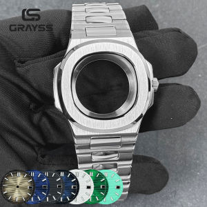 For Philippe Blue Dial 40mm Square Watch Case Accessories Fit for Seiko NH35 Movement Sapphire Crystal Glass Back