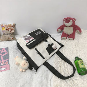OUDENGPAI | Girls School Bag Crossbody Study Bag Primary School Students Handbag Tutoring Single Shoulder Bag Nylon Material Zipper Closure