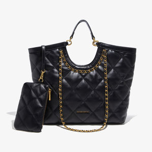 Luxury Womens Chain Handle Tote Bag Diamond Grid Pattern Official Website New 2025 Fashionable Casual Single Shoulder Bag