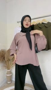 BAJU ATASAN WANITA TUNIK ALIZA CROP BALON CRINKLE