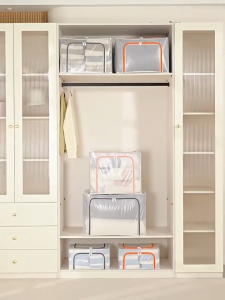 SUSU HOMES 24L/66L/100L Foldable Steel Frame Storage Box Clothes Storage Box Wardrobe Quilt Organizer Bag Kotak Simpan Barang Bertutup